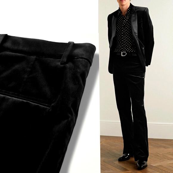NWT! Nili Lotan 30x31 Rex VELVET Straight Leg $650 Dress Pants Black Trousers - Picture 1 of 12